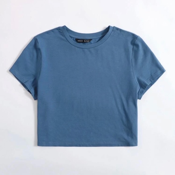 - SHEIN Round Neck Crop Solid Tee Size L - Picture 2 of 5